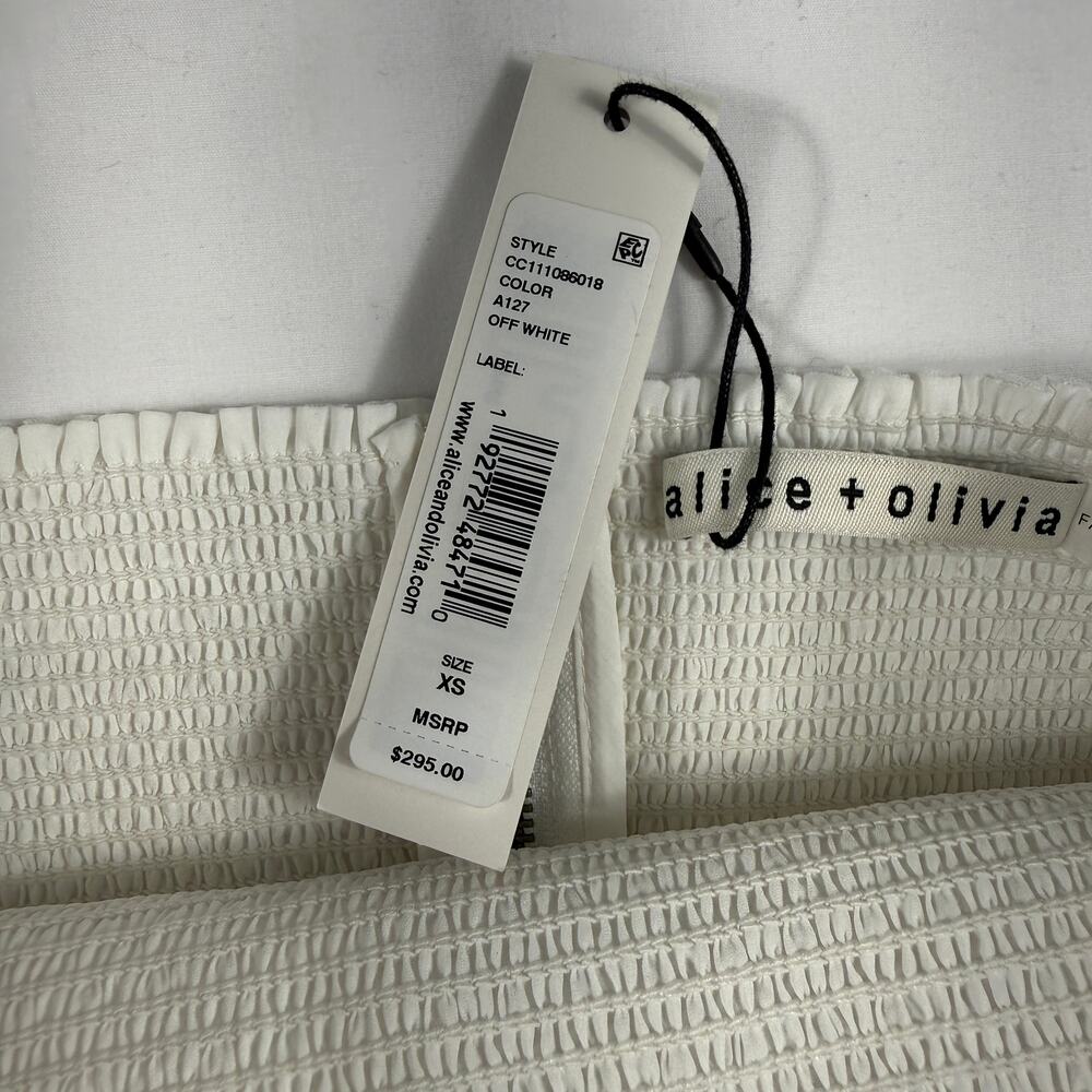 Alice + Olivia NWT Eliana Puff Sleeve White XS Smocked Body Crop Top - Picture 6 of 11